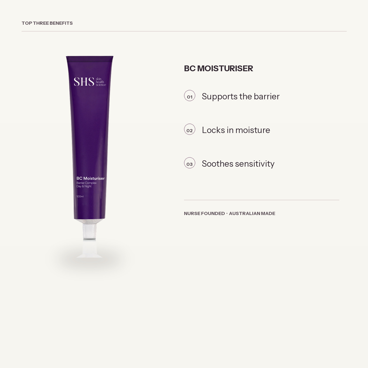 BC Moisturiser by Skin Health Science with its top three benefits