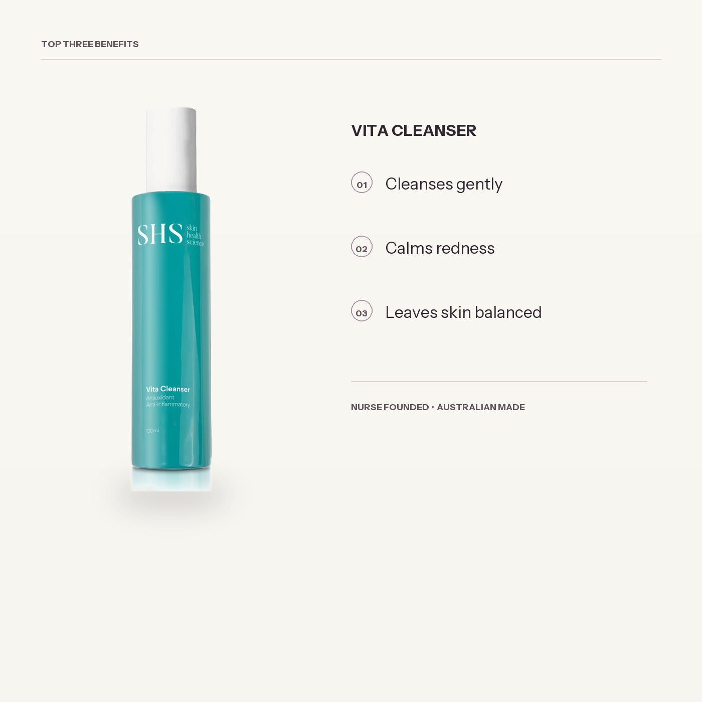 Vita Cleanser by Skin Health Science with its top three benefits